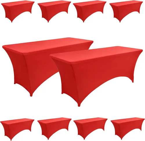 Vista 33 de Paquete de 2 Cubiertas de Mesa de Spandex de 4 pies para Mesas Plegables Rectangulares - Manteles Elásticos Ajustados Resistentes a las Arrugas