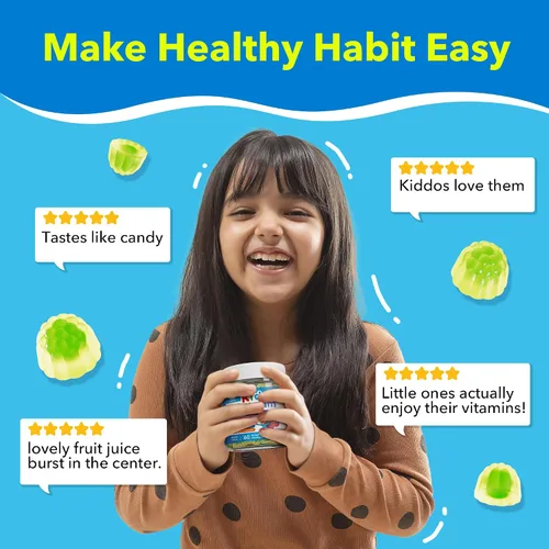 Vista 11 de Gomitas de calcio para niños de algas + vitamina D3 K2 para huesos y Suplemento de calcio a base de plantas para niños 400 mg + magnesio, zinc