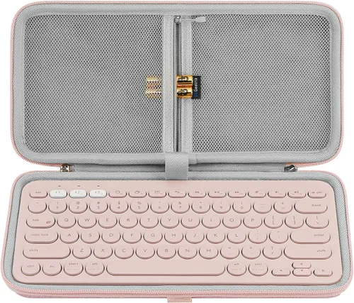 Vista 9 de Geekria Funda de transporte para teclado, funda protectora de viaje rígida para teclado compacto pequeño, compatible con Logitech K380, Logitech