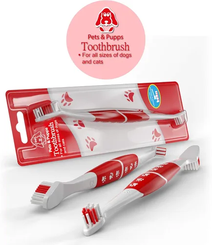 Vista 2 de Cepillo de dientes para mascotas para perros, gatos con cerdas suaves, fácil limpieza de dientes y cuidado dental, cepillo de dientes antideslizante
