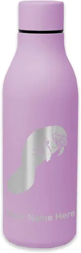 Vista 12 de LaserGram Botella de agua de acero inoxidable de doble pared, manatí, grabado personalizado incluido