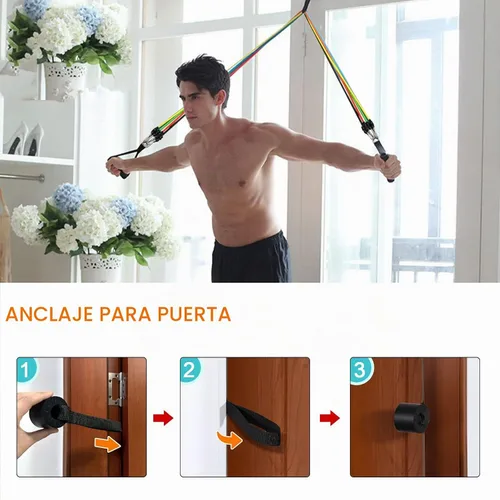 Vista 4 de Resistance Bands Set, Workout Bands with Handles, 5 Levels
