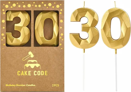 Vista 27 de Crystal Gold - Velas de cumpleaños con número 0 de 2.76 pulgadas, velas doradas y de números de pastel para celebración de fiesta