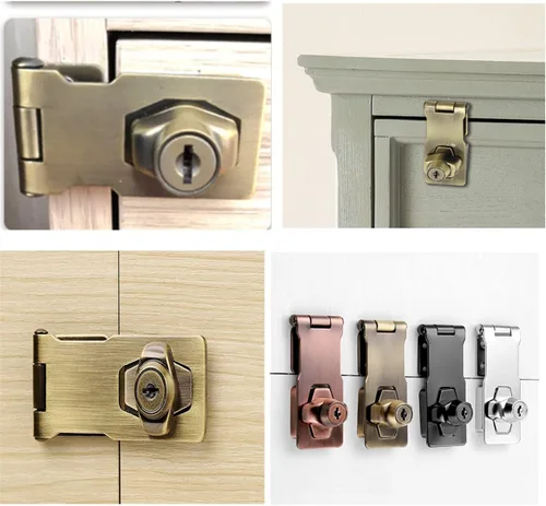 Vista 4 de szhdxsy - Paquete de 2 cerraduras de cerrojo con llave de 4 pulgadas para puertas pequeñas, gabinetes y más, acero inoxidable, cromado con cerradura