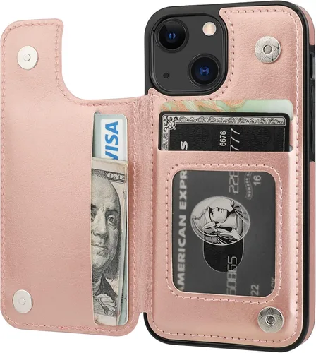 Vista 12 de ONETOP - Funda tipo cartera para iPhone 13 Mini con tarjetero, color negro Kickstand,ID/Cash Holder,Case Wallet with Card Slots,Double Magnetic