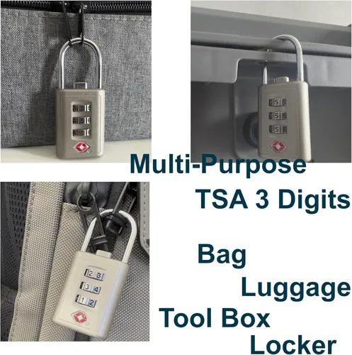 Vista 5 de Cerradura de combinación aprobada por la TSA Candado de 3 dígitos con código candado para maletas, equipaje, mochilas, cajas de herramientas