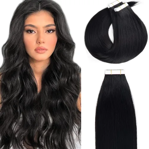 Vista 24 de Extensiones de cabello humano con micro anillo, lacio, rizado, color negro natural, largo microenlaces, extensiones de cabello humano para personas