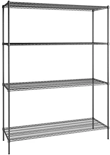 Vista 123 de Kit de 4 estantes de epoxi verde NSF de 21 x 72 pulgadas con postes de 86 pulgadas, estantería de almacenamiento resistente, kit de estantería
