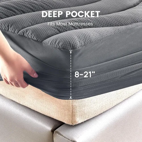 Vista 3 de SLEEP ZONE Protector de colchón impermeable tamaño Twin, almohadilla de colchón para dormitorio universitario, funda de colchón esponjosa, 39 x 75