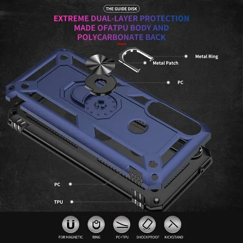 Vista 4 de Yiakeng Funda para Moto G Power 2020, Motorola G Power 2020 con protector de pantalla, fundas protectoras de grado militar con anillo para Moto G