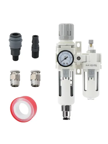 Vista 11 de Regulador de filtro de aire comprimido PT de 1/2 pulgada Lubricador Combo Separador de trampa de agua/aceite Regulador de presión Filtro de aire