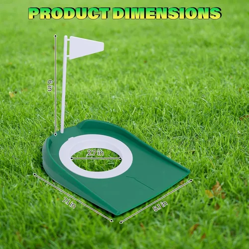 Vista 3 de Mini juego de práctica de golf de putting – Putters ajustables, 6 agujeros marcados, 12 pelotas de práctica, recuperador de bolas extensibles
