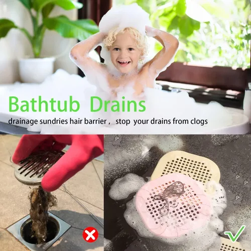 Vista 3 de Protector de silicona para cubrir drenaje de ducha, bañera, cocina, baño, recoge restos de cabello, paquete de 2, color negro