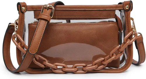 Vista 13 de Jessica - Bolso vegano transparente para mujer, aprobado por estadios, bolsos cruzados para conciertos, eventos deportivos