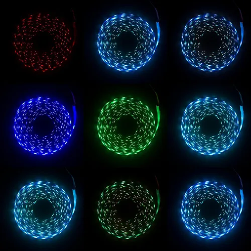 Vista 4 de Tira de luces LED de 16.6 pies, 16.4 ft, 300 LED RGB de color con aplicación y control remoto IR 5050 SMD para dormitorio, hogar, retroiluminación