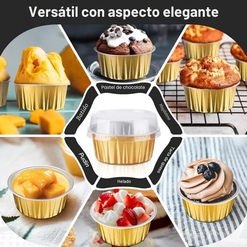 Vista 7 de EUSOAR Forros para cupcakes para hornear, 50 forros para magdalenas de 5 onzas, moldes de papel de aluminio desechables, recipientes de postre
