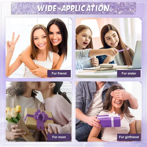 Vista 7 de Jetec 6 cuadernos morados de Navidad morados, regalos de diario de Navidad para mujeres, diario con purpurina con bolígrafos, juego de bolígrafos