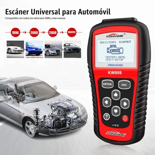 Vista 4 de KONNWEI KW808 Auto OBDII Lector de Códigos con Pantalla Grande de 2.8" OBD2 Escáner con Funciones Completas de Herramienta de Escaneo Diagnóstico