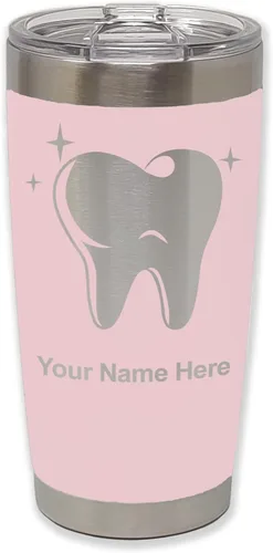Vista 21 de LaserGram Vaso aislado al vacío de 20 onzas, con diente, grabado personalizado incluido (negro)