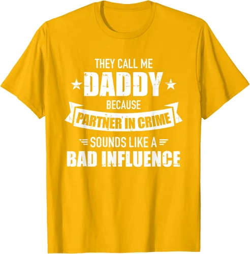 Vista 8 de Call me dad partner in crime bad influence camiseta divertida regalo papá, Negro, S