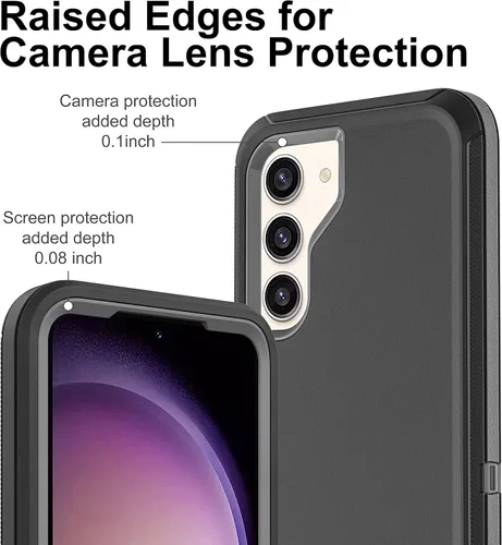 Vista 3 de Funda para Galaxy S23, S23 con protector de pantalla de TPU flexible autorreparable [2 paquetes], 3 en 1, funda de protección resistente a prueba