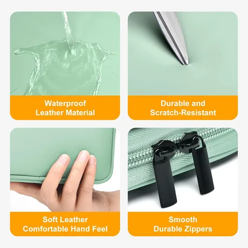 Vista 4 de Organizador de cables de cuero para viaje, impermeable, organizador de cables de viaje, portátil, organizador técnico, estuche de viaje para Verde