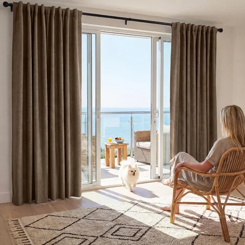 Vista 211 de RYB HOME Cortinas de lino texturizado 100% opacas de 84 pulgadas de largo, aislamiento térmico, privacidad, ahorro de energía para dormitorio, sala