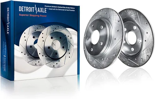 Vista 193 de Detroit Axle - Rotores de freno para Ford 2013-2019 Explorer Taurus Flex Lincoln MKT MKS, rotores de freno de disco ranurados perforados de repuesto