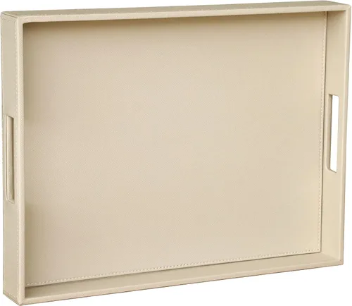 Vista 14 de HofferRuffer Bandeja rectangular de servir con asas con agujeros para mesa de café, desayuno, té, comida, bandeja de servicio para mostrador