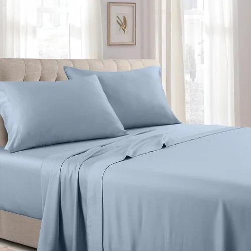 Vista 8 de Royal Tradition Hecho en Estados Unidos: juego de fundas de almohada de algodón puro de 800 hilos (tamaño estándar, azul) fundas de almohada pesadas