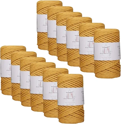 Vista 47 de Makromecity, Cordón de macramé de un solo hilo de 3 mm x 100 yardas (300 pies) de 3 mm de cordón de algodón azul bebé para arte y manualidades