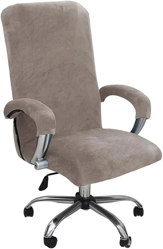 Vista 9 de ITFRO Funda para silla de oficina de 3 piezas con fundas para reposabrazos, funda de terciopelo blanco para silla de escritorio de computadora