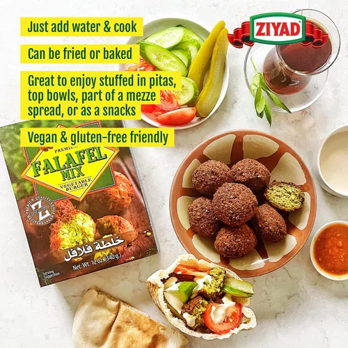 Vista 5 de Ziyad Falafel - Mezcla seca, sin gluten, vegana, sin OMG, sin aditivos, sin conservantes, ideal para hacer hamburguesas y aperitivos vegetales, 12