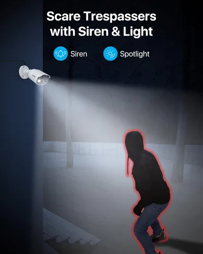 Vista 5 de ZOSI C303 - Sistema de cámara de seguridad para el hogar de 8 canales con audio, detección de personas y vehículos, visión nocturna, alarma de luz