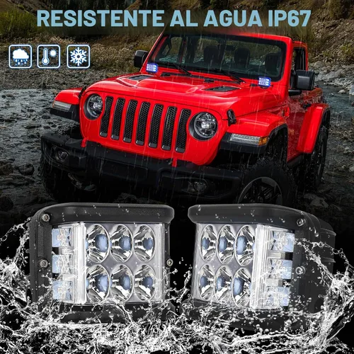 Vista 6 de Luces Pod Laterales Direccionales de 4 Pulgadas, Luces LED Estroboscópicas Azules de Cubo de Doble Cara para Granja, Tractor, Arado, Camión, Barco