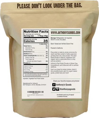 Vista 3 de Anthony's Proteína de guisante premium de 2 libras y copos de levadura nutricionales 1 libra