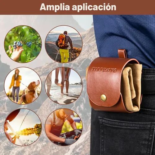 Vista 7 de Bolsa de forrajeo de lona encerada para acampar al aire libre, bolsa de forrajeo resistente al agua, plegable, de hongos marrones, bolsa