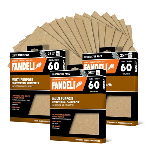 Vista 9 de Fandeli 36021 Hojas de papel de lija multiusos de grano 060, marrón, 9 x 11 pulgadas, 25 hojas