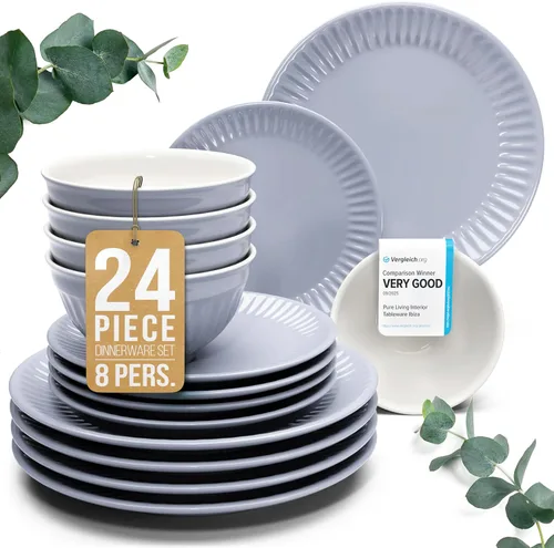 Vista 19 de Juego de vajilla de gres para 4 personas 12 piezas – Juego de platos y cuencos negros mate – Apto para lavavajillas, microondas y resistente a
