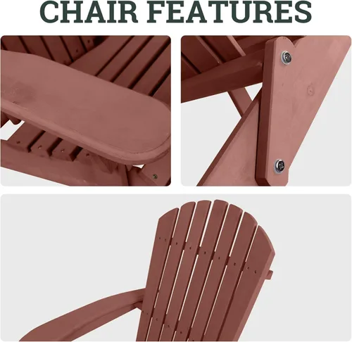 Vista 5 de Smart FENDEE Juego de 2 sillas plegables Adirondack de madera de cedro, muebles de ocio al aire libre para relajarse, adecuadas para patio, balcón