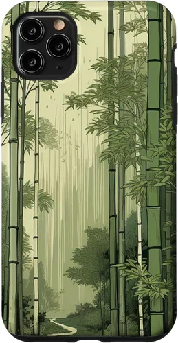 Vista 11 de Funda para iPhone 14 con diseño de bosque japonés de bambú vintage Ukiyo-e Art