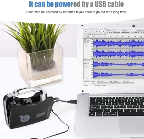 Vista 2 de BTER Reproductor de cassette, convertidor de cinta de computadora a MP3, altavoz portátil pequeño para cinta grabada en casete