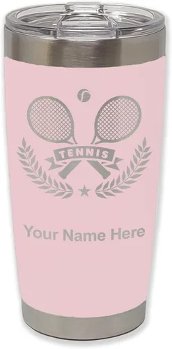 Vista 12 de LaserGram Personalized 20oz Tumbler, Tennis Rackets (Black) Engraved Gift for Tennis Players, Vacuum Insulated Stainless Steel, Laser Engraved