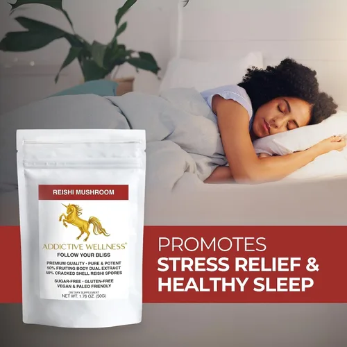 Vista 8 de Addictive Wellness Polvo de extracto de hongos Reishi + esporas (mezcla 50/50) cultivado en madera, puro y potente Ganoderma silvestre 50 g (1.76 oz)