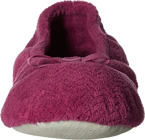 Vista 4 de Isotoner - Pantuflas de microfibra con patrón de chevrón para mujer con suela de ante y absorción de humedad para mayor comodidad
