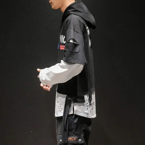 Vista 6 de Sudadera con capucha para hombre con capucha y retazos de moda