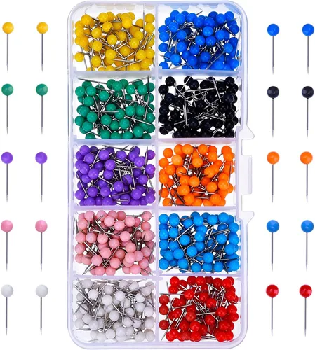 Vista 10 de Outus 500 tachuelas de plástico con puntas de acero (colores clásicos, 1/5 pulgadas)