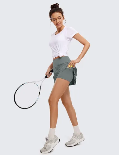 Vista 3 de CRZ YOGA Faldas de tenis plisadas para mujer con bolsillos, cintura alta, atléticas, para golf, faldas para mujer, suaves, transpirables, lindas