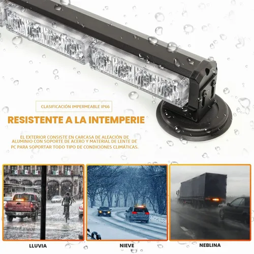 Vista 4 de Barra de luces estroboscópicas de emergencia de policía roja/azul de 19 pulgadas para camiones/vehículo/coche, mini faro de advertencia de destello
