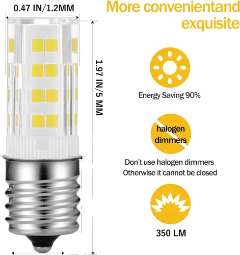 Vista 2 de AC110-130V E17 LED Campana extractora de microondas sobre la bombilla de estufa equivalente a 40W lámpara halógena pieza de repuesto # wb36x10328